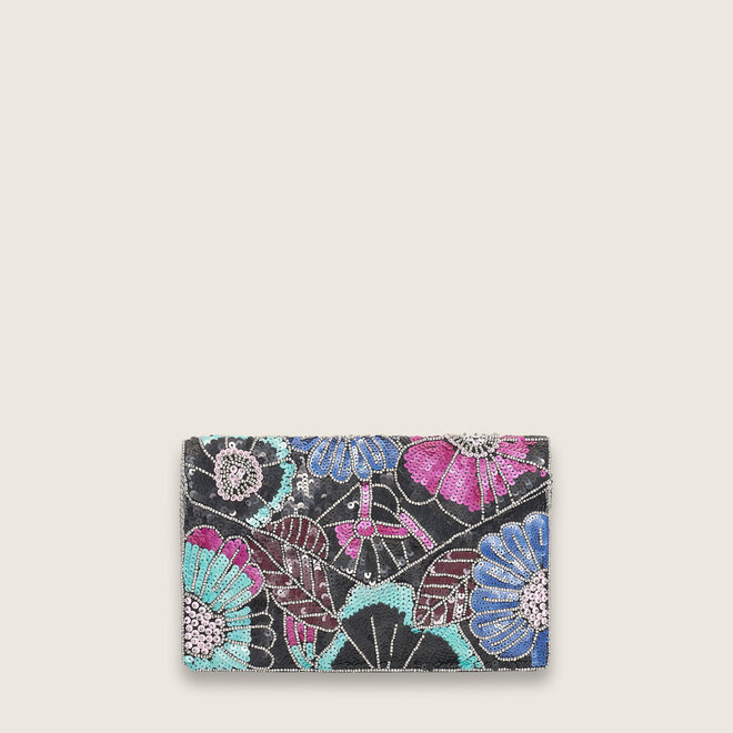 Flower clutch ( zwart/blauw )