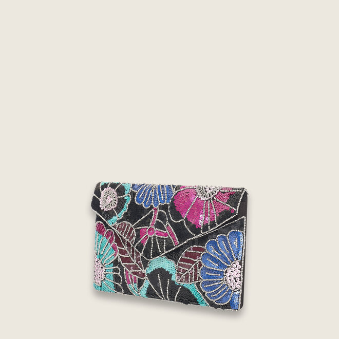 Flower clutch ( zwart/blauw )