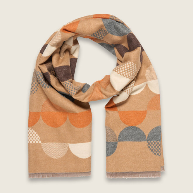 Half dots shawl ( camel )