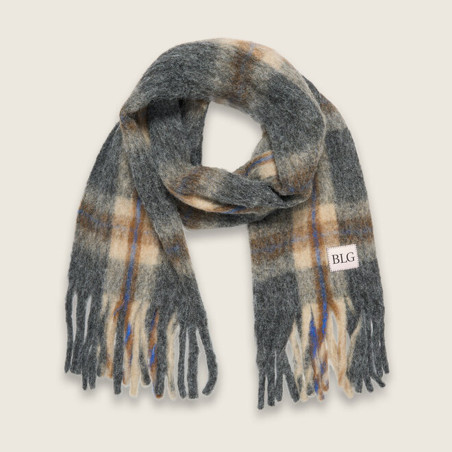 Geruite shawl ( grijs/camel/ecru )