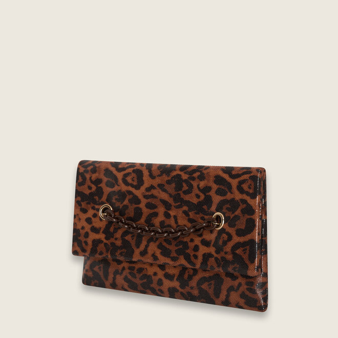Leo glossy clutch ( Cognac )