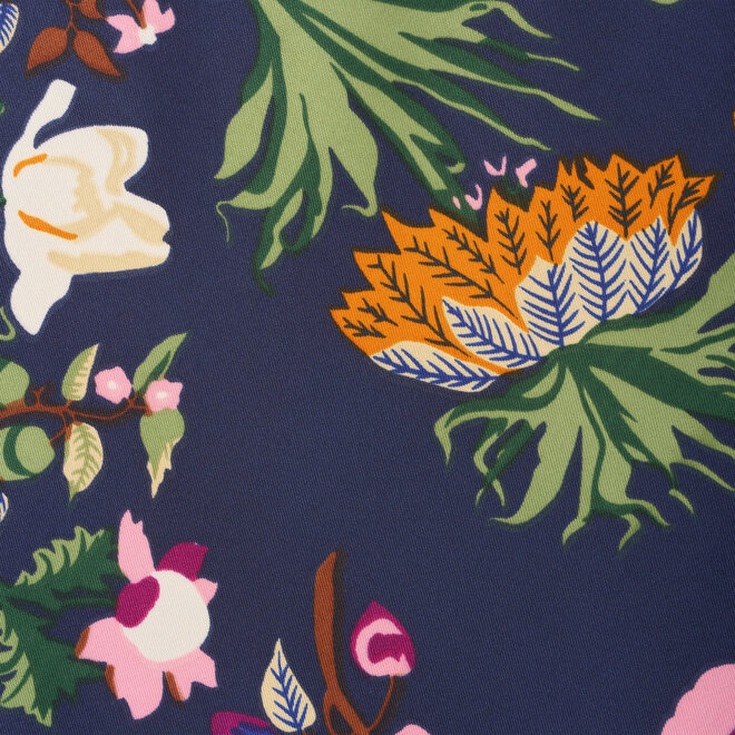 Bloemen triangle sjaal ( Donker blauw)