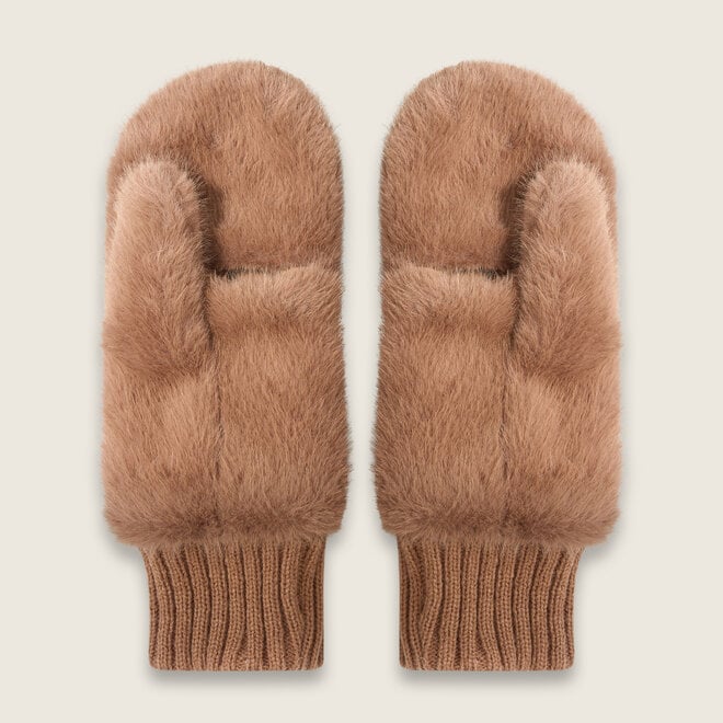 mitten fake fur ( Sand)