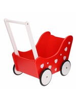 Thimbletoys Poppenwagen Rood met Hartjes