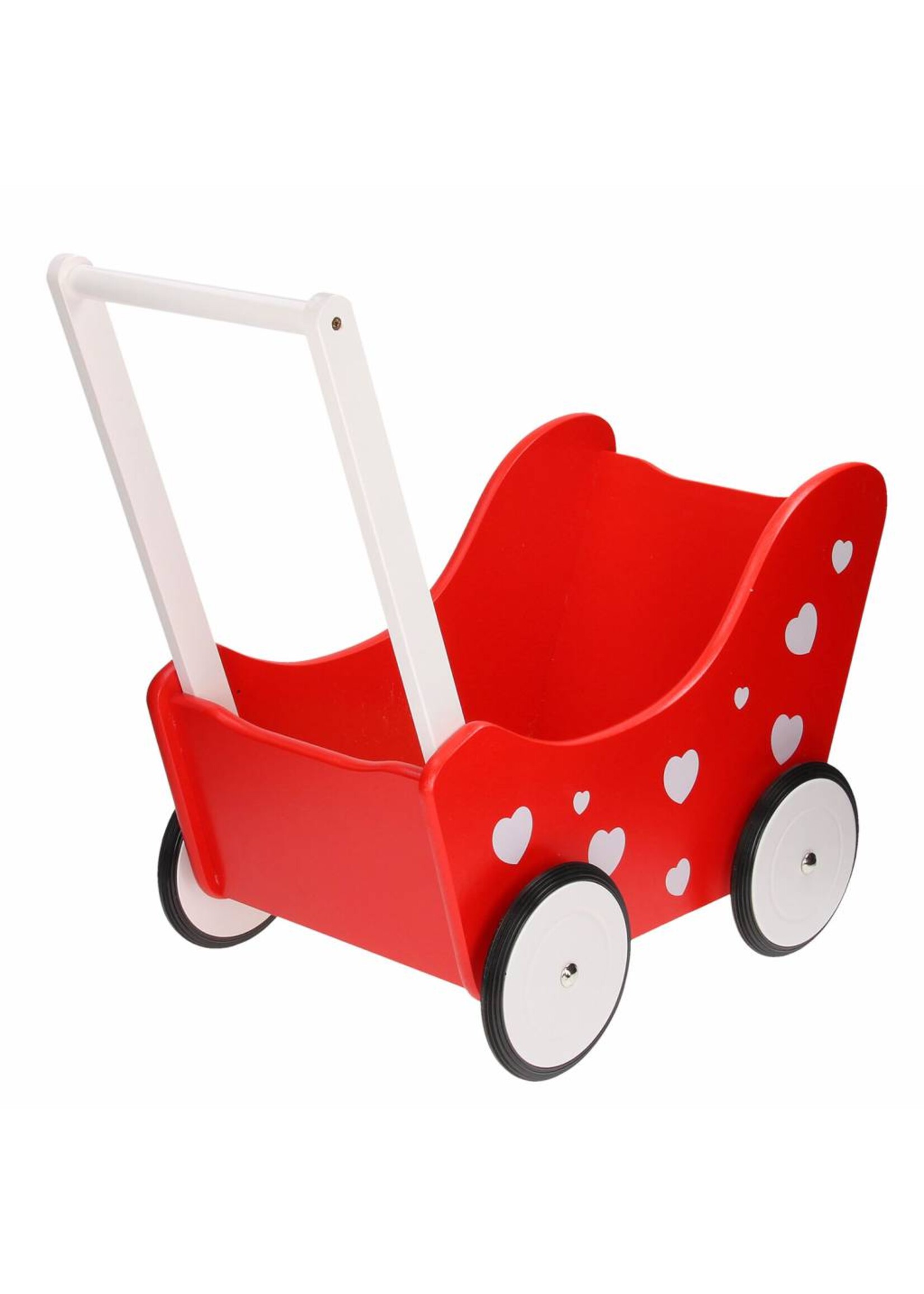 Thimbletoys Poppenwagen Rood met Hartjes