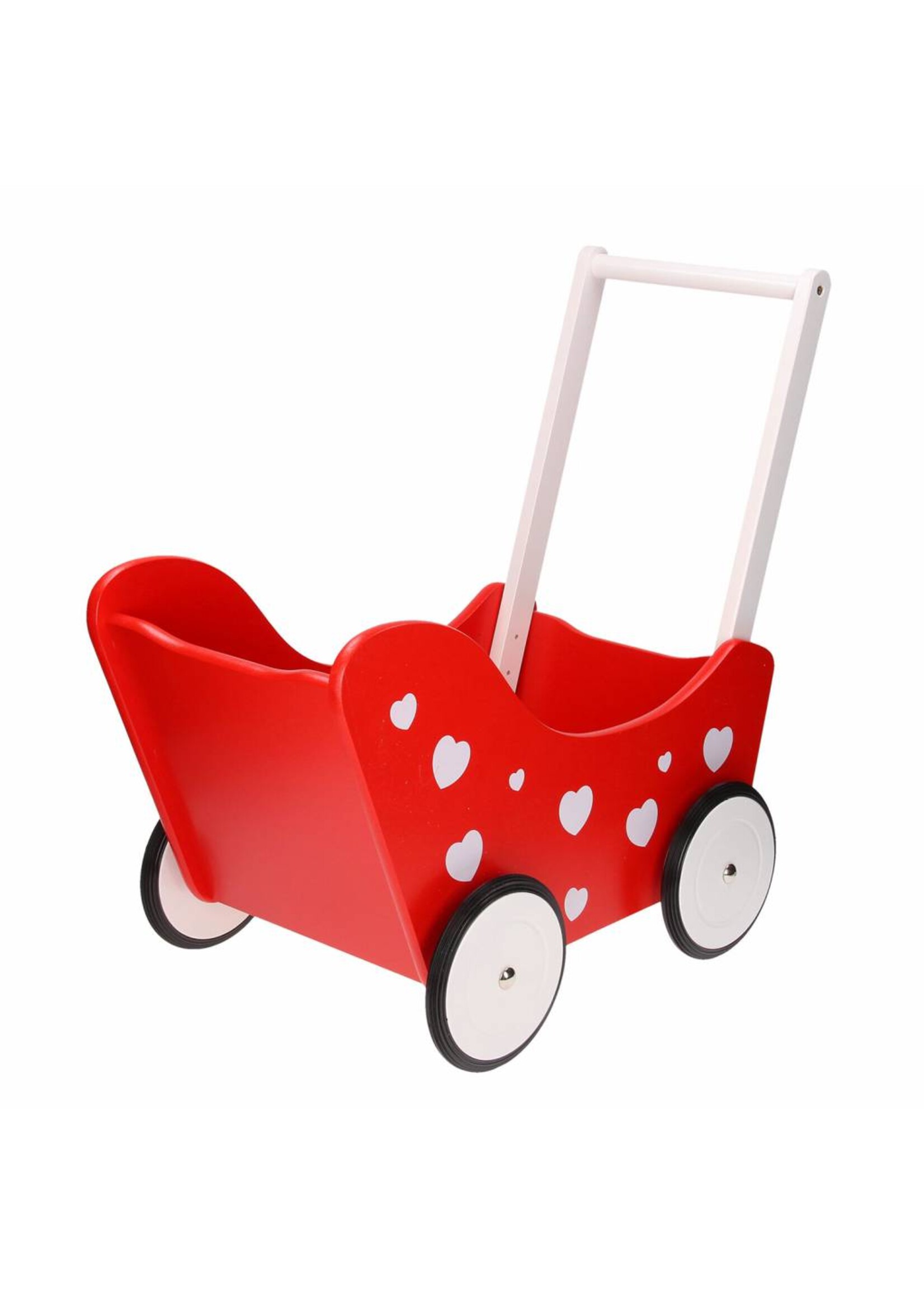 Thimbletoys Poppenwagen Rood met Hartjes