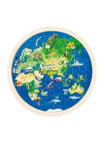 Thimbletoys Dubbelzijdige Houten Puzzel - Wereldbol, 57st.