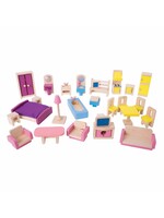 Bigjigs Houten Poppenhuis Meubels, 27dlg.