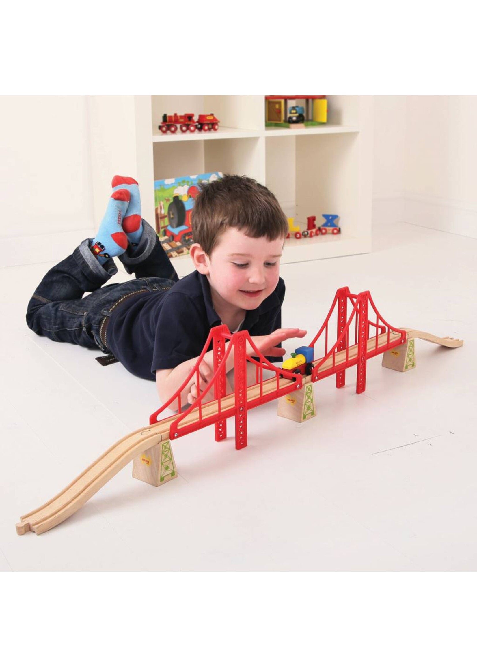 Thimbletoys Houten Rails - Dubbele Hangbrug, 7dlg.