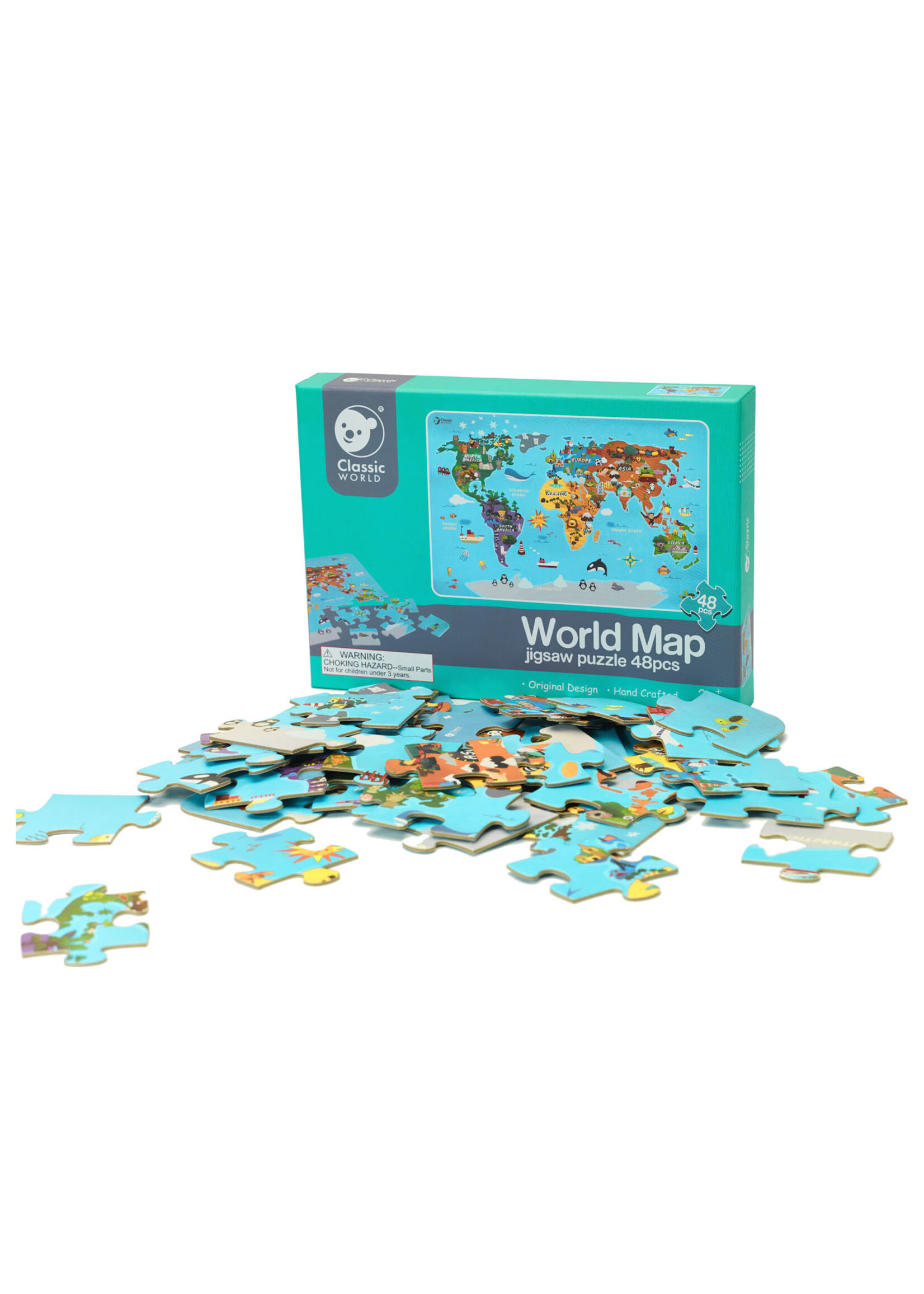 Classic World Classic World Houten Legpuzzel Wereldkaart, 48st.