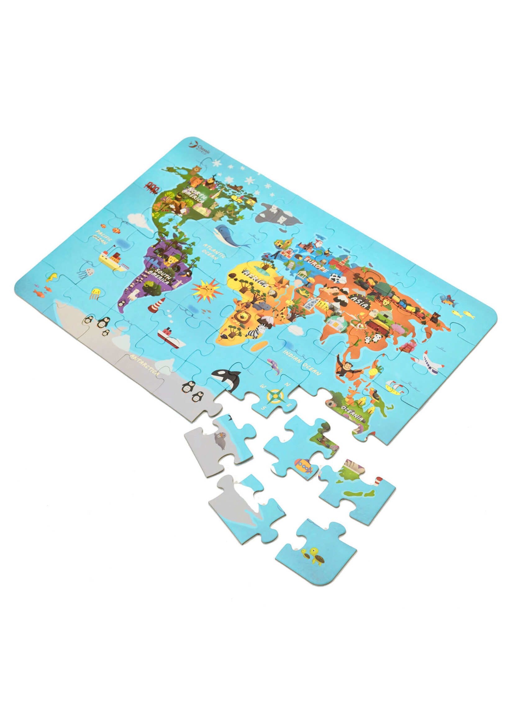 Classic World Classic World Houten Legpuzzel Wereldkaart, 48st.