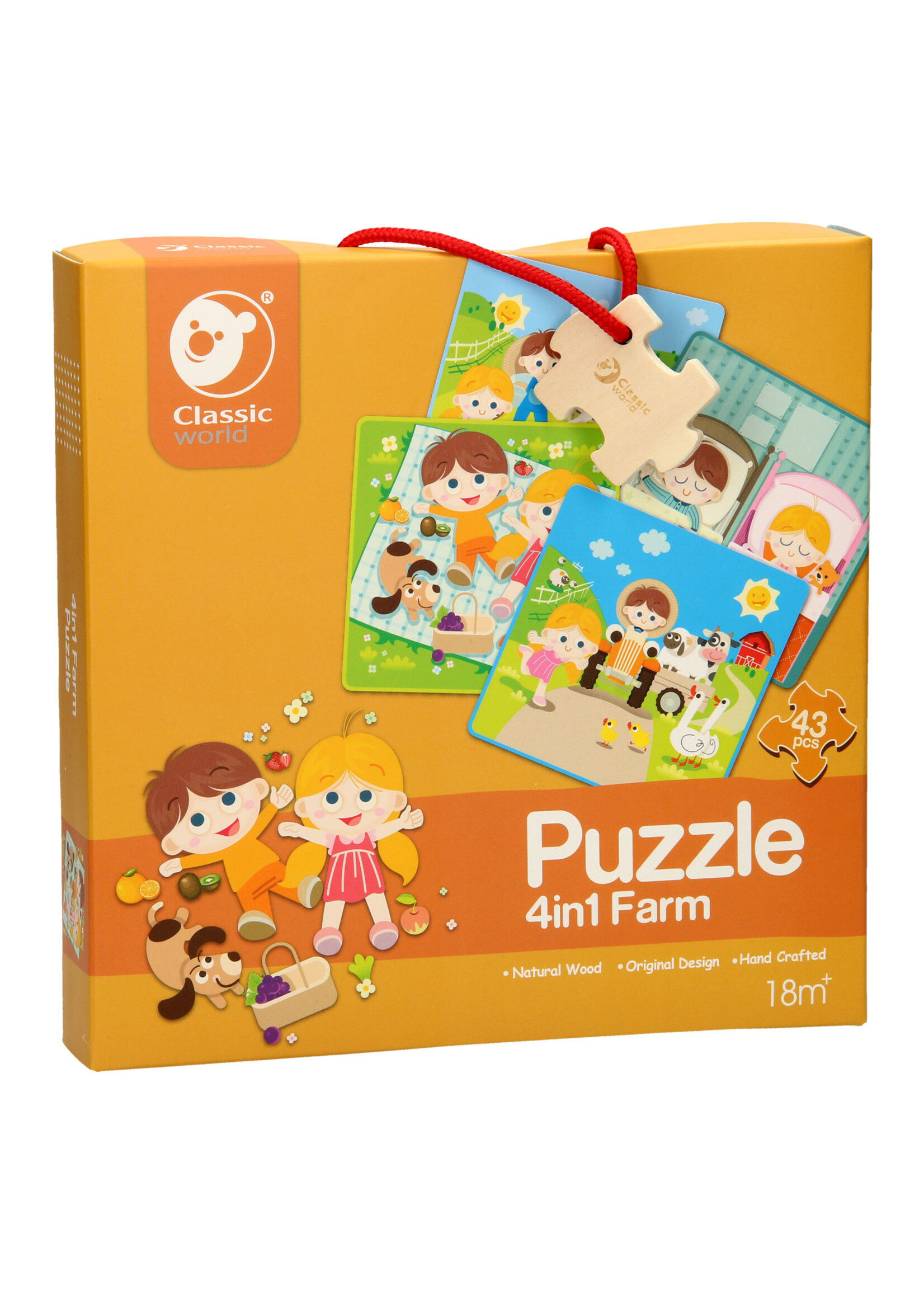 Classic World Classic World Houten Puzzel Boerderij, 4in1