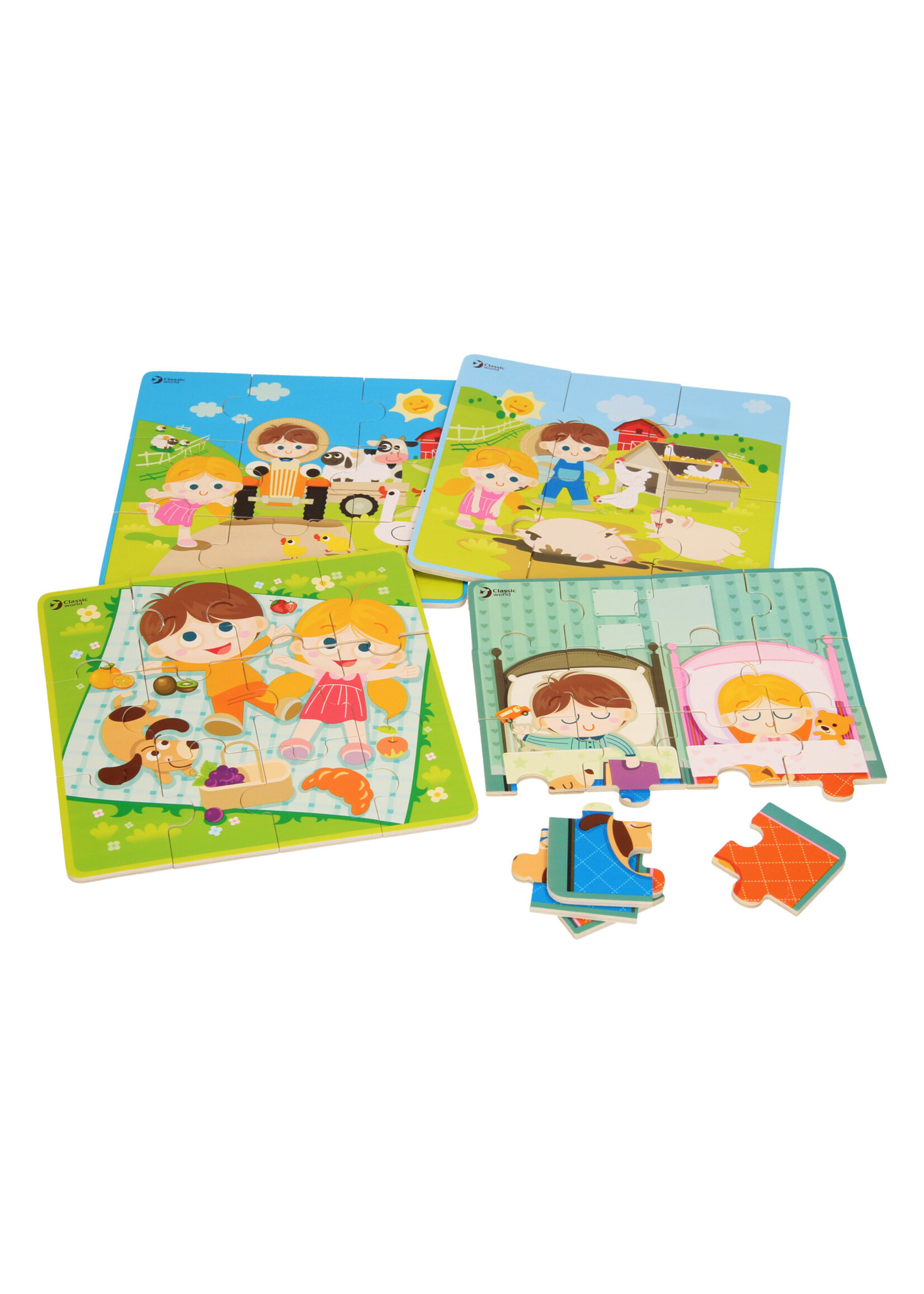 Classic World Classic World Houten Puzzel Boerderij, 4in1