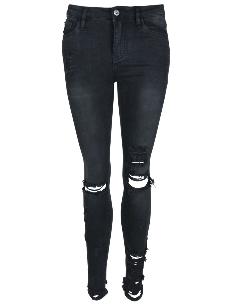 Queen Hearts Skinny Jeans Rips Detail 