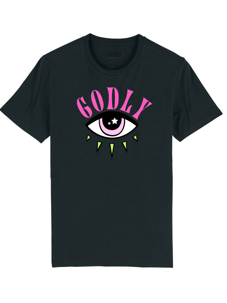 Godly the Label Godly Eye Tee Neon Pink - Black