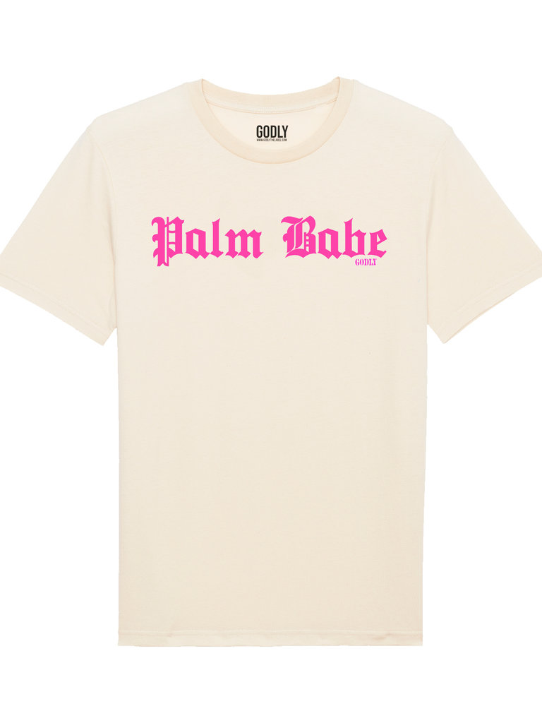 Godly the Label Palm Babe Tee - Ecru/Pink