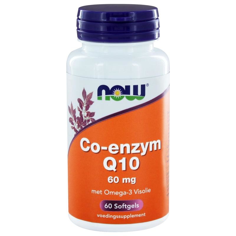 Now NOW Co-enzym Q10 60 mg met omega-3 visolie (60 softgels)