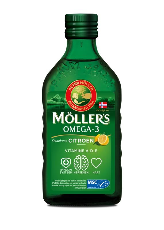 Mollers Omega-3 levertraan citroen (250 Milliliter) Mollers Omega-3 levertraan citroen (250 Milliliter)