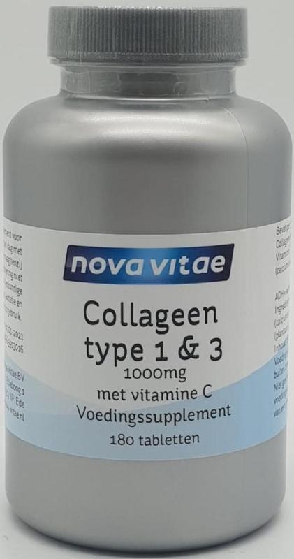 Boos worden Uittrekken teller Nova Vitae Collageen type 1 & 3 1000 mg (180 tab) - Vitadvice BV