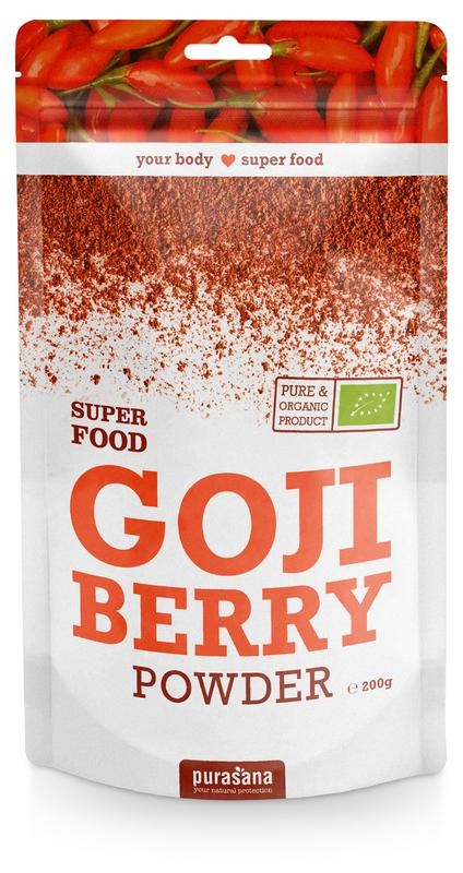 Purasana Goji bes poeder/poudre baies de goji vegan bio (200 Gram) Purasana Goji bes poeder/poudre baies de goji vegan bio (200 Gram)