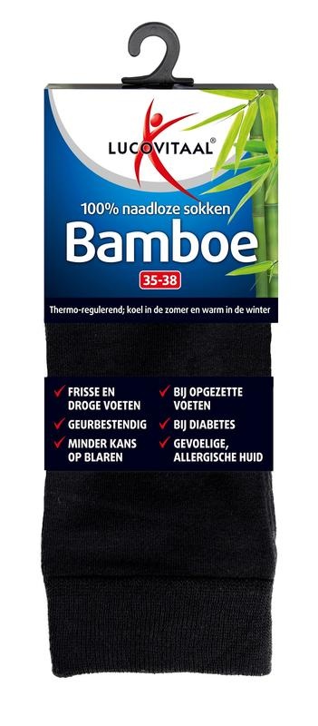 Lucovitaal Lucovitaal Bamboe sok lang zwart maat 35-38 (1 Paar)