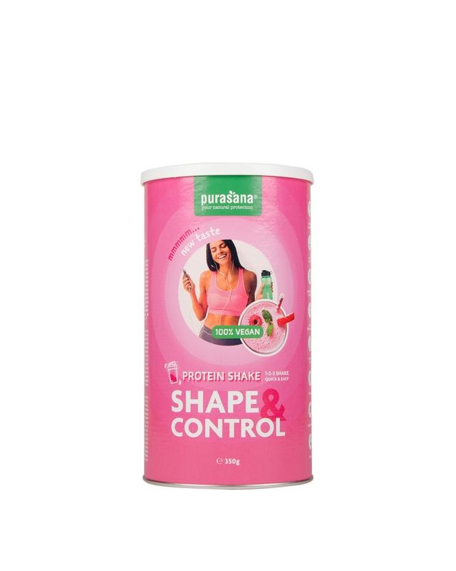 Purasana Purasana Shape & control proteine shake aardbei-framboos (350 gr)