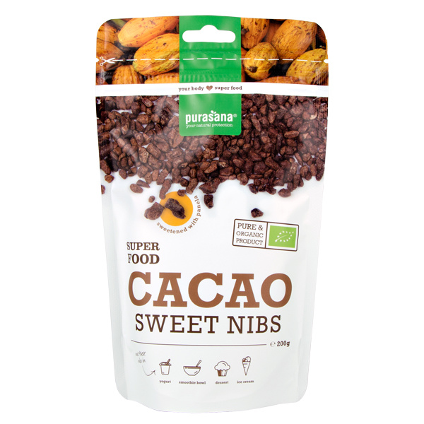 Purasana Purasana Cacao nibs gezoet panela/eclats feves sucres bio (200 gr)