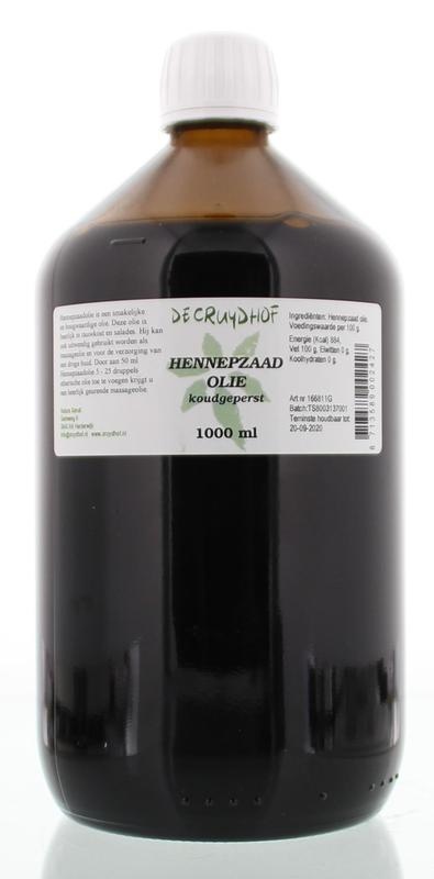 Cruydhof Hennepzaadolie koudgeperst (1 liter)