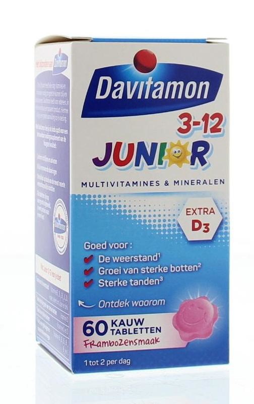 Davitamon Davitamon Junior 3+ framboos (60 Kauwtab)