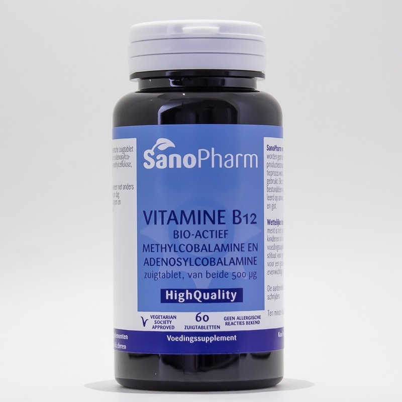 Sanopharm Sanopharm Vitamine B12 methyl adenosylcobalamine 500mcg (60 Zuigtab)