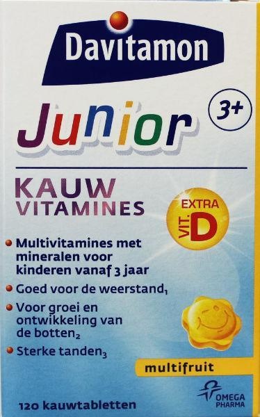 Davitamon Davitamon Junior 3+ multifruit (120 Kauwtab)