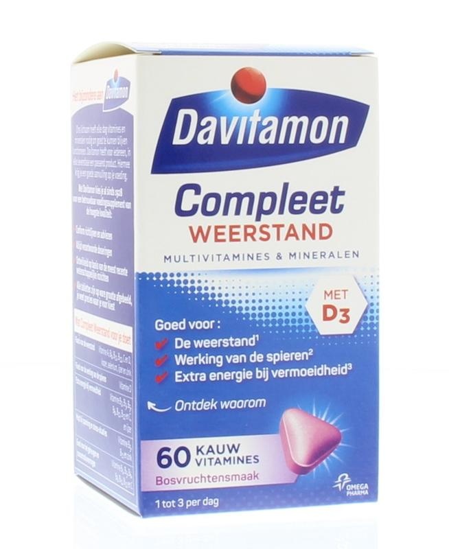 Davitamon Compleet weerstand kauwvitamines bosvruchten (60 Tabletten) Davitamon Compleet weerstand kauwvitamines bosvruchten (60 Tabletten)