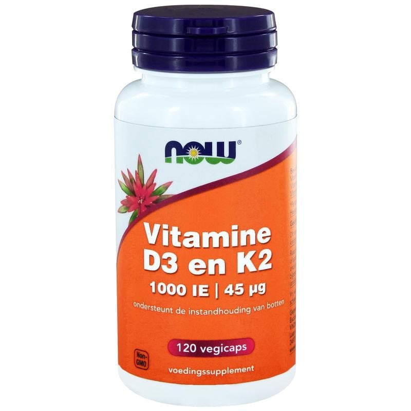 Now NOW Vitamine D3 1000IE & Vitamine K2 (120 vcaps)