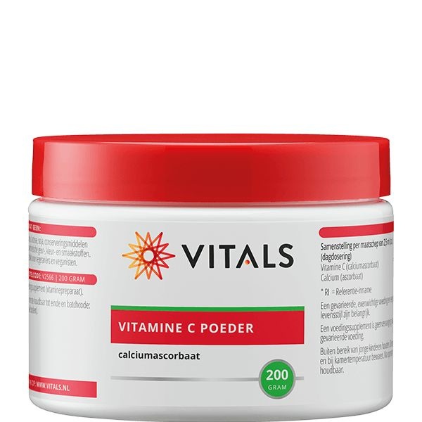 Vitals Vitamine C poeder (calciumascorbaat) (200 Gram) Vitals Vitamine C poeder (calciumascorbaat) (200 Gram)