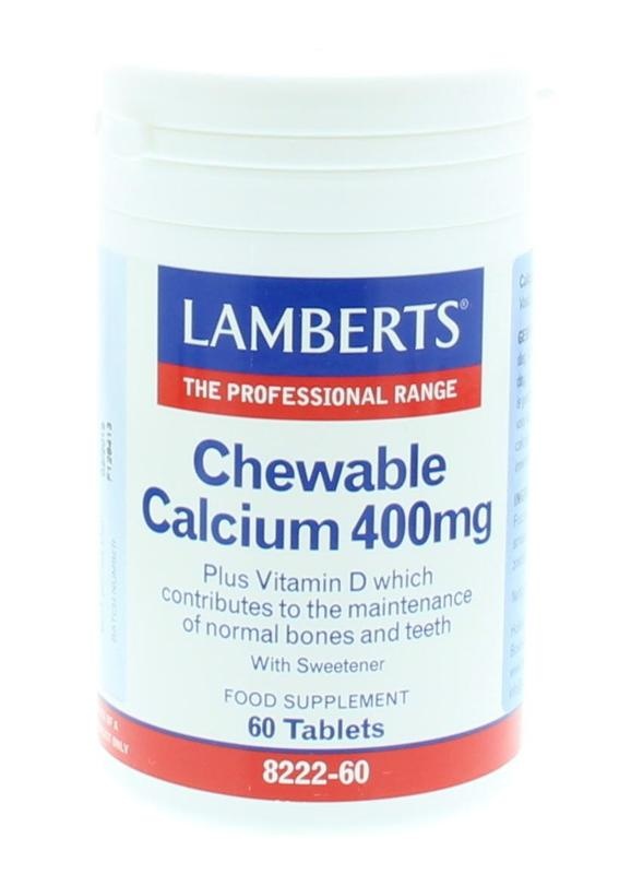 Lamberts Lamberts Calcium 400mg kauwtab + Vit. D en Fos (60 Kauwtab)