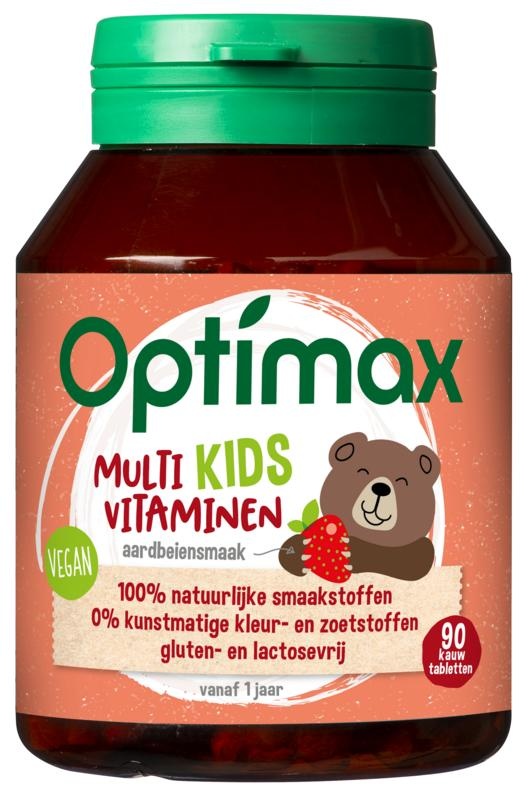 Optimax Kinder multi aardbei (90 Kauwtabletten) Optimax Kinder multi aardbei (90 Kauwtabletten)