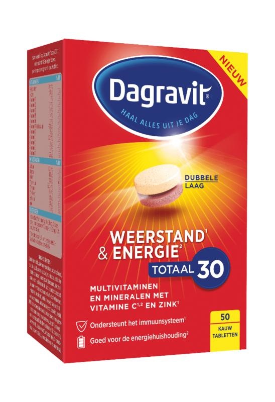 Dagravit Totaal 30 weerstand & energie (50 Tabletten) Dagravit Totaal 30 weerstand & energie (50 Tabletten)