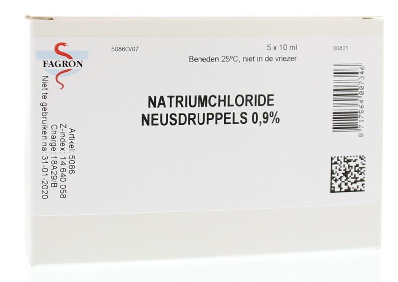 Fagron Natriumchloride neusdruppels 0.9% 10 ml (5 stuks)