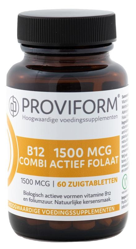 Proviform Proviform Vitamine B12 1500 mcg combi actief folaat (60 Zuigtab)