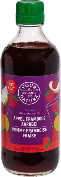 Your Organic Nat Your Organic Nat Diksap appel framboos aardbei bio (400 ml)