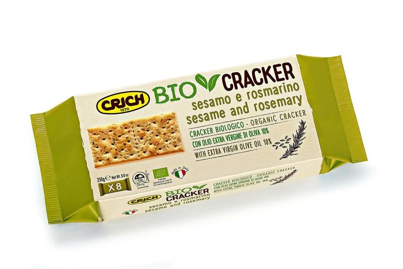 Crich Crich Crackers sesam rozemarijn bio (250 gr)