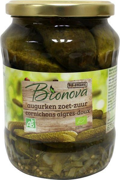 Bionova Bionova Augurken zoet zuur bio (670 gr)