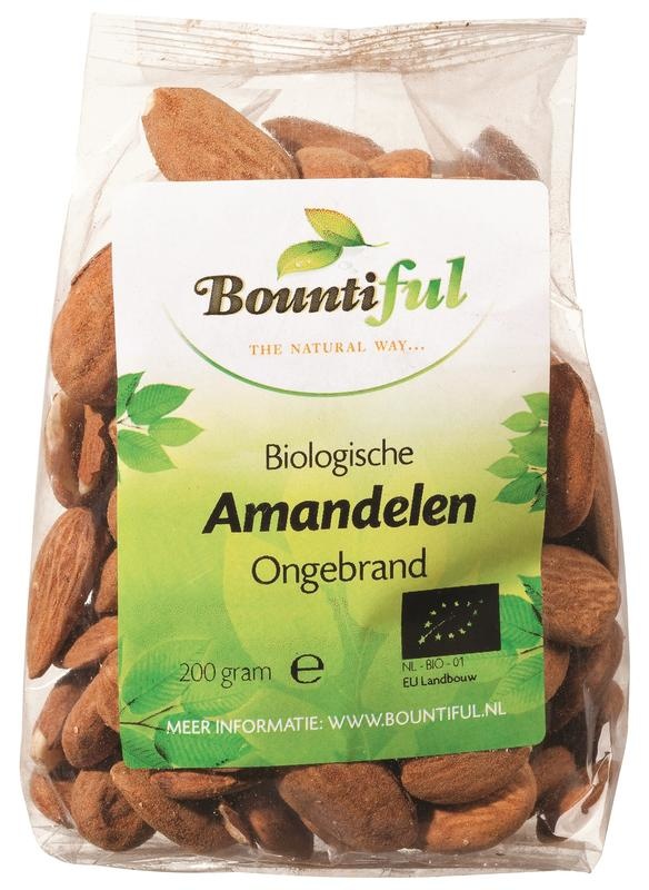 Bountiful Bountiful Amandelen ongebrand bio (200 gr)