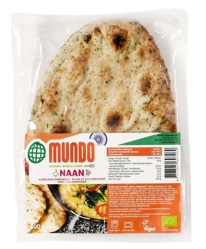 O Mundo Naanbrood knoflook / koriander (240 gram)