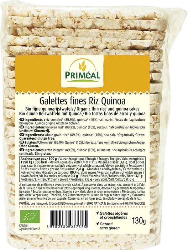 Primeal Quinoa rijstwafel dun (130 gram)