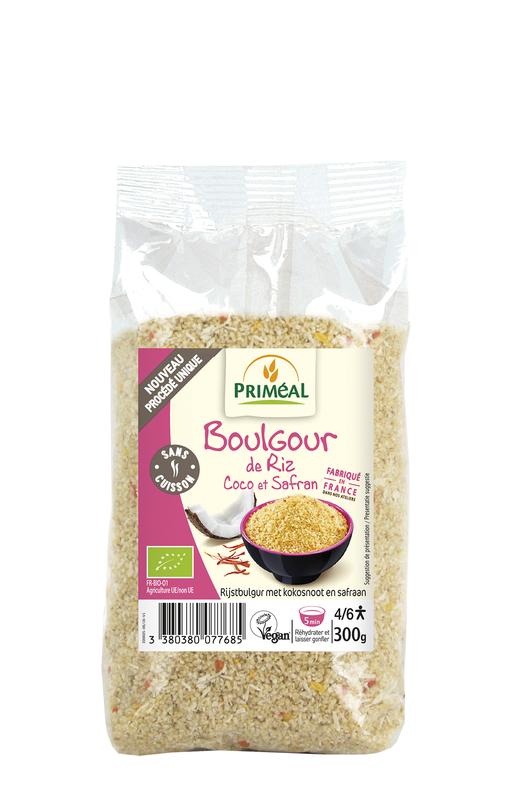Primeal Rijstbulgur met kokos en saffraan bio (300 gr) Primeal Rijstbulgur met kokos en saffraan bio (300 gr)
