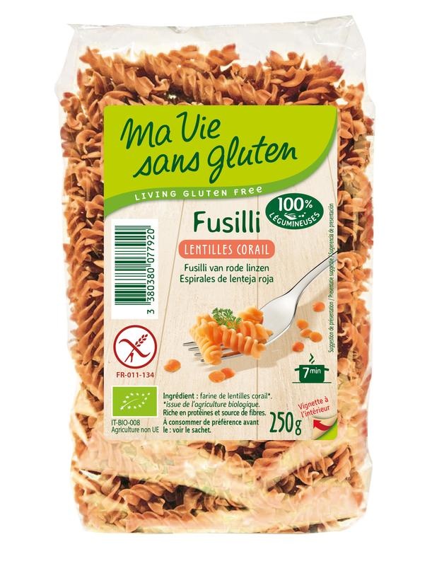 Ma Vie Sans Ma Vie Sans Fusilli van rode linzen glutenvrij bio (250 gr)