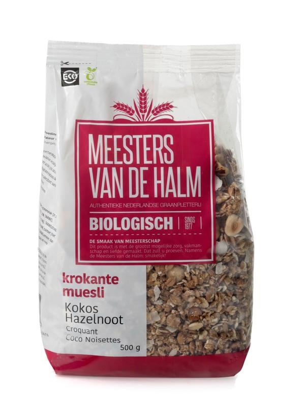 De Halm De Halm Krokante muesli kokos hazelnoot bio (500 gr)