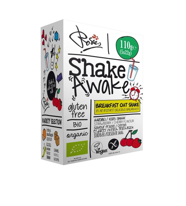 Shake awake aardbei/kers 22 gram bio