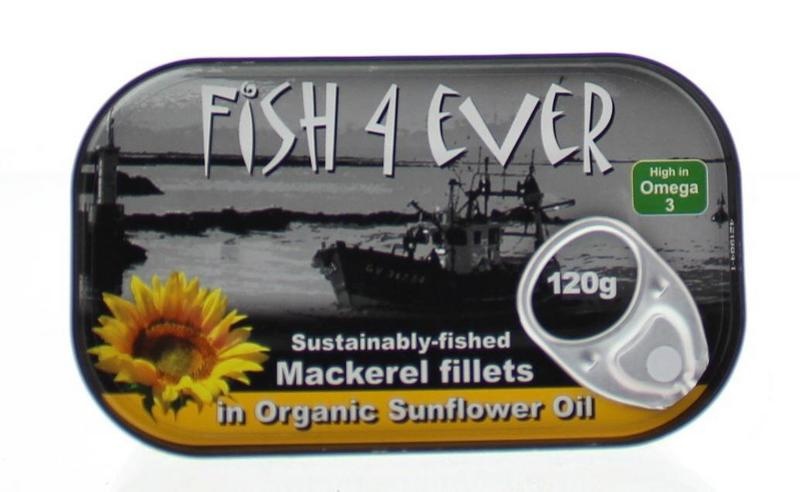 Fish 4 Ever Fish 4 Ever Makreelfilet in zonnebloemolie (120 gr)